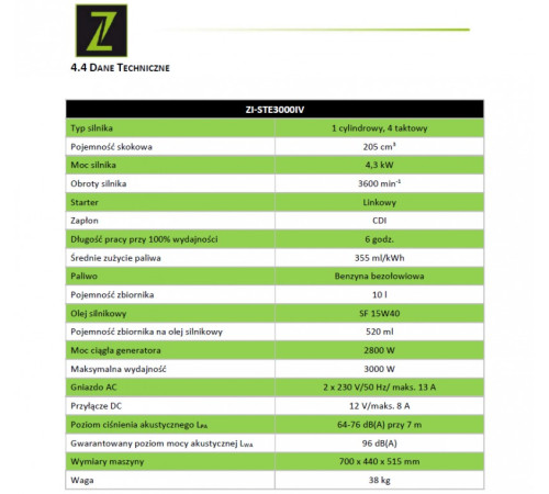 Генератор Zipper ZI-STE3000IV