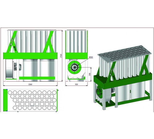 Аспіраційна система HOLZING RLA S 300, 8900 м³/год