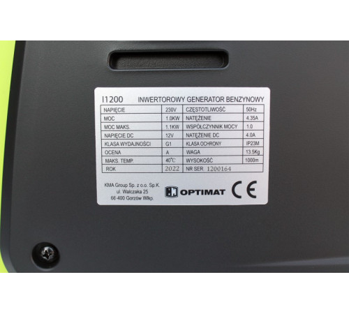 Инверторный генератор OPTIMAT SMART ENERGY I1200 (1.0 кВт)