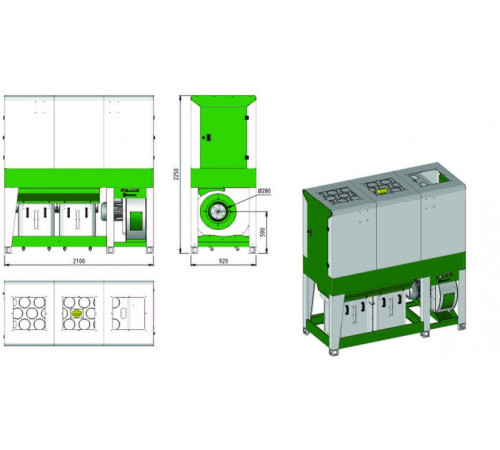 Аспіраційна система HOLZING RLA 200 SAFE, 6500 м³/год