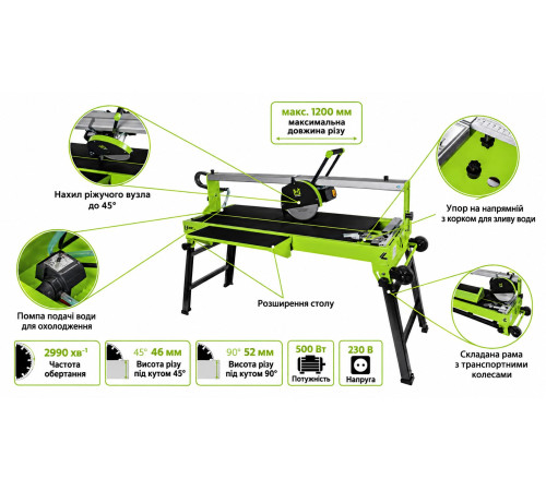 Станок для резки плитки ZIPPER ZI-FS250-1200, 1200 мм